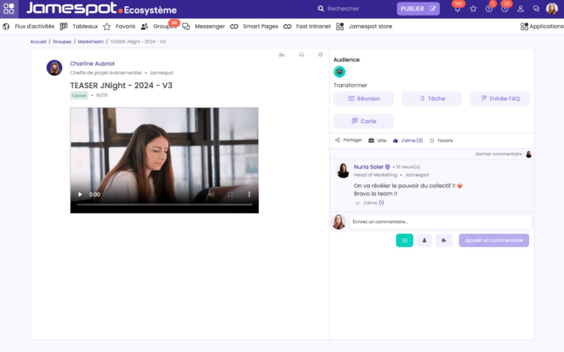 les applications jamespot pour une strategie de communication interne efficace