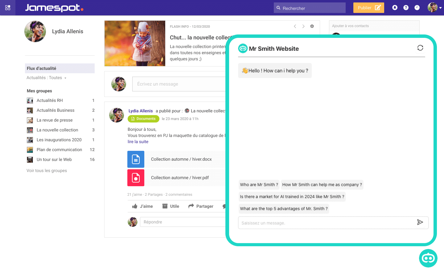 Mr-Smith.AI, la solution de chatbot RAG de Jamespot