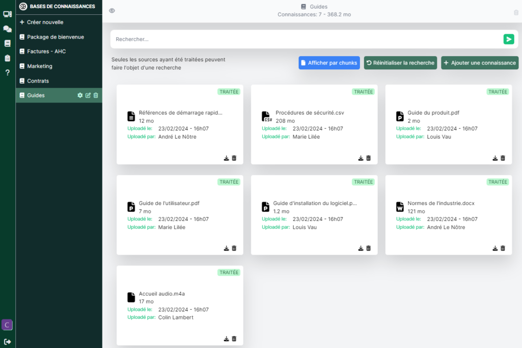 Avec la solution SafeBrain, les organisations peuvent déployer des usages collectifs autour de l’IA générative, directement connectés à leur base de connaissances.