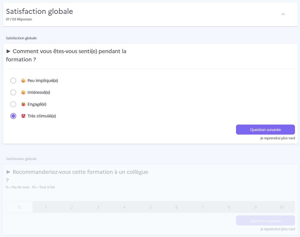 Enquête de satisfaction post formation à chaud